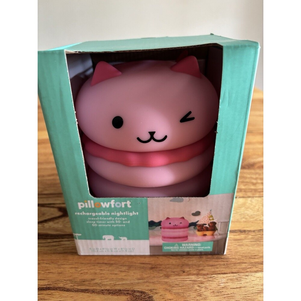 New Pillowfort Kid's Portable Calming Silicone Night Light Cat Macaron